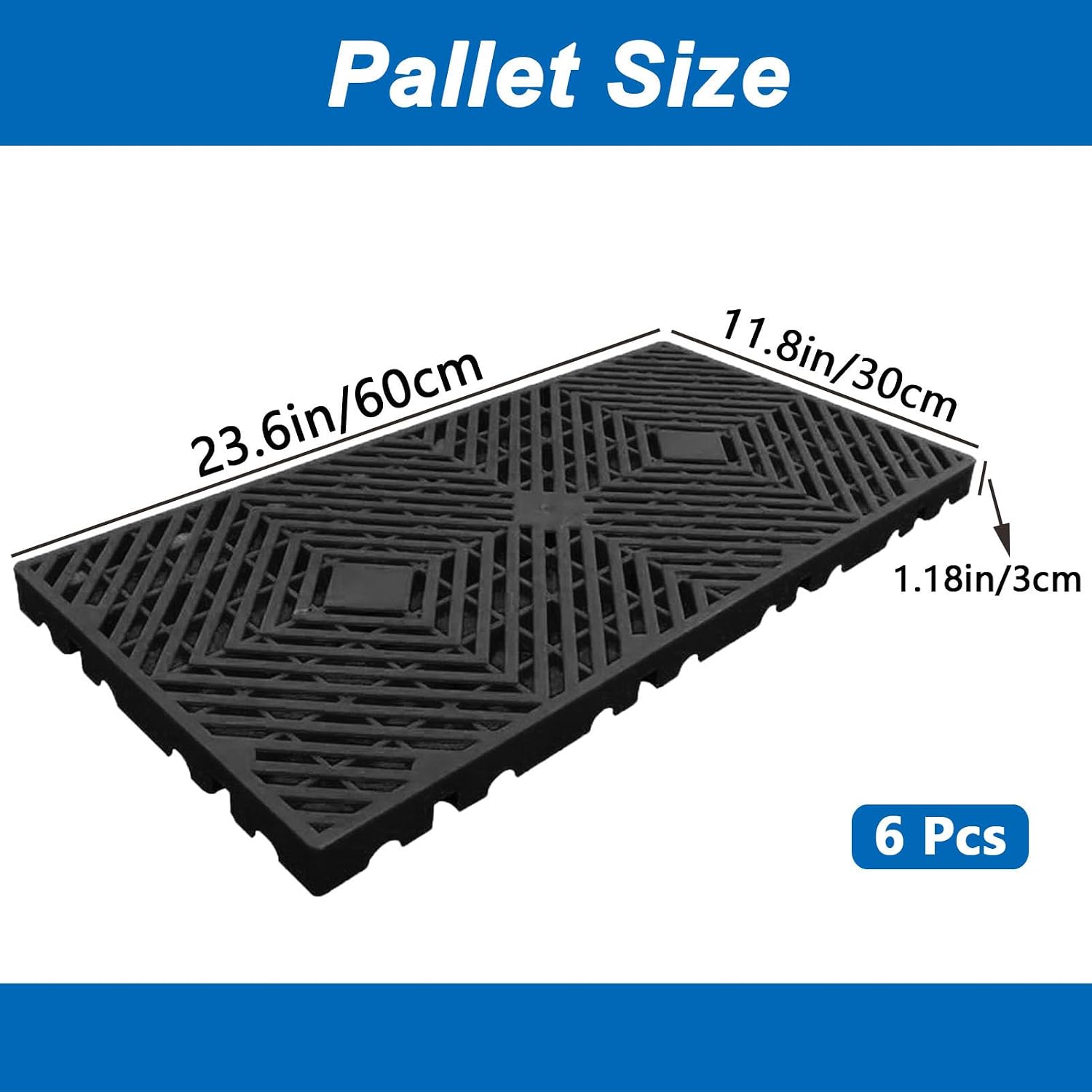 Black Plastic Floor Grids, Six Pack, 11.8×23.6×1.18 Inch — view 2