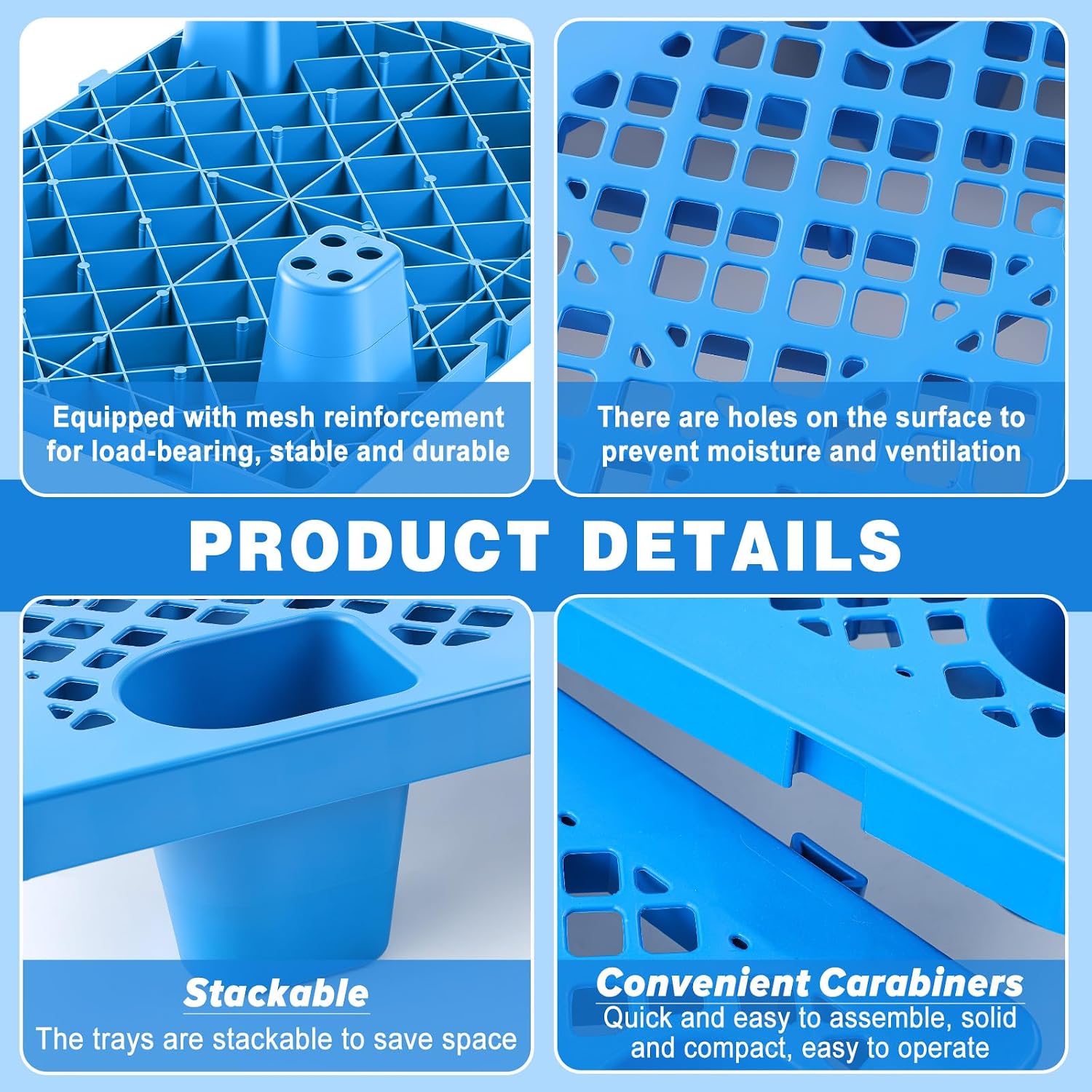 Blue Plastic Pallets, 10 Pack, Nestable Floor Pallets — view 3