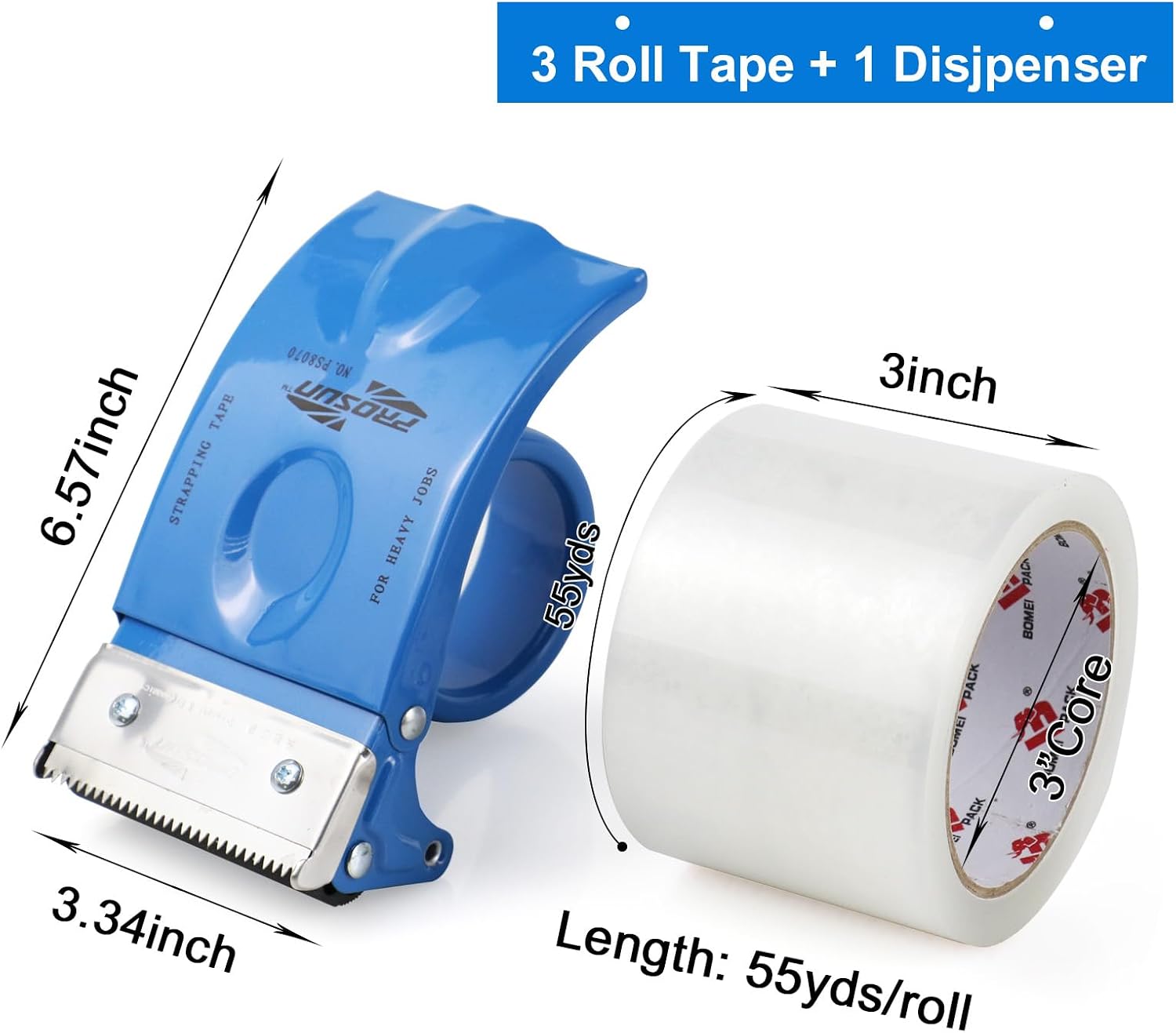 Clear Packaging Tape with Dispenser and Two Refills — view 3