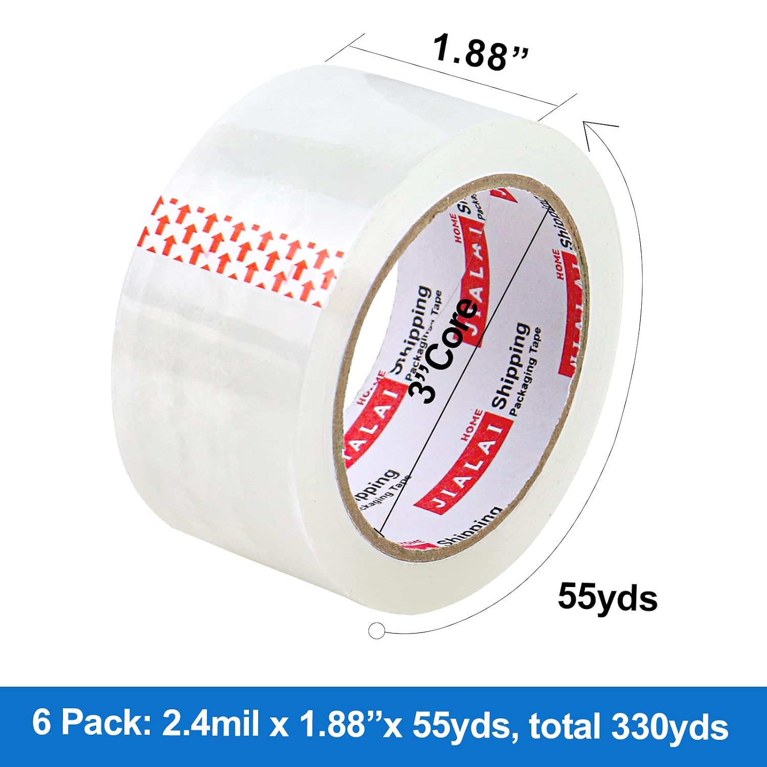 Clear Packaging Tape with Dispenser, Six Rolls — view 2