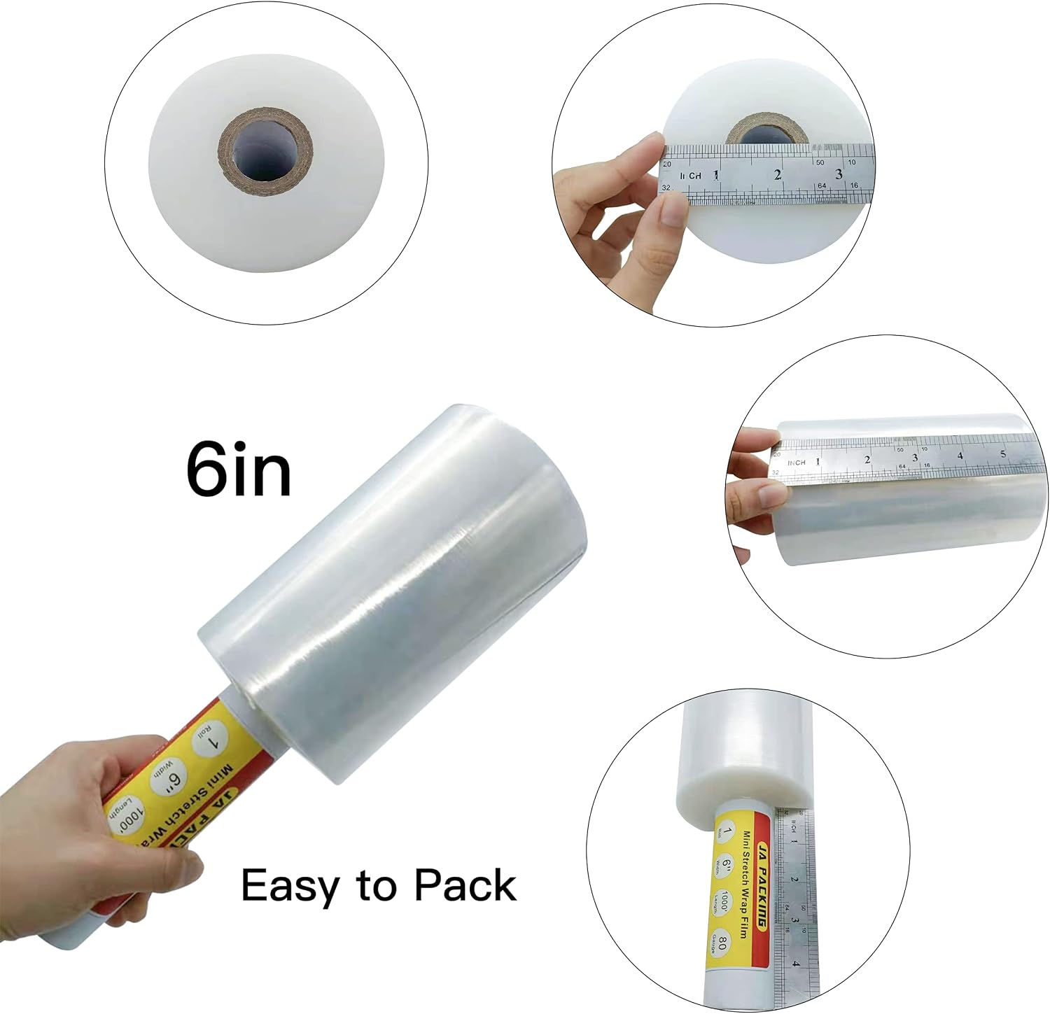 Clear Plastic Mini Stretch Wrap Roll with Handle, One Pack — view 2