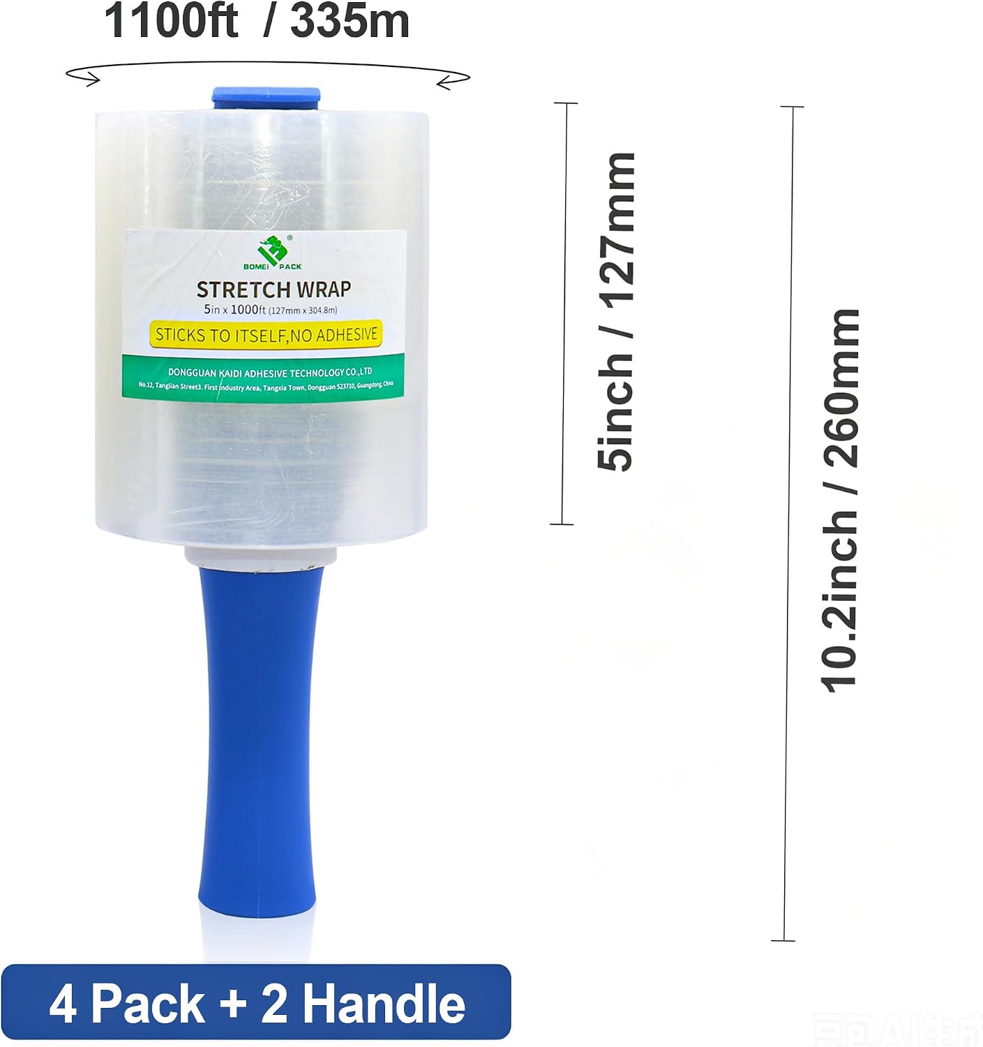 Clear Plastic Stretch Film Rolls with Handles, 4 Pack — view 2