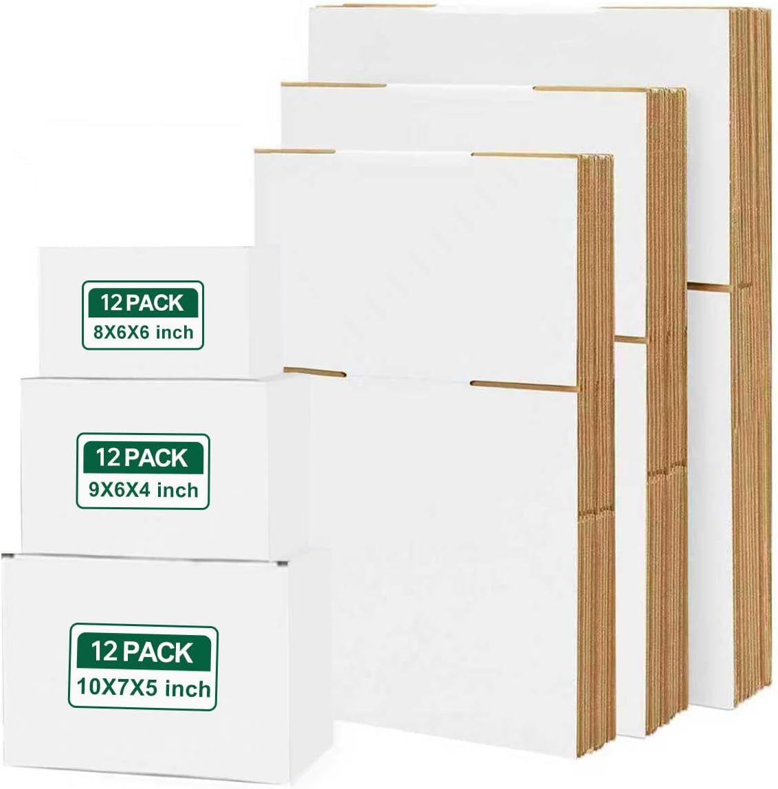 Corrugated Cardboard Shipping Boxes, Assorted Small Sizes, 36 Pack