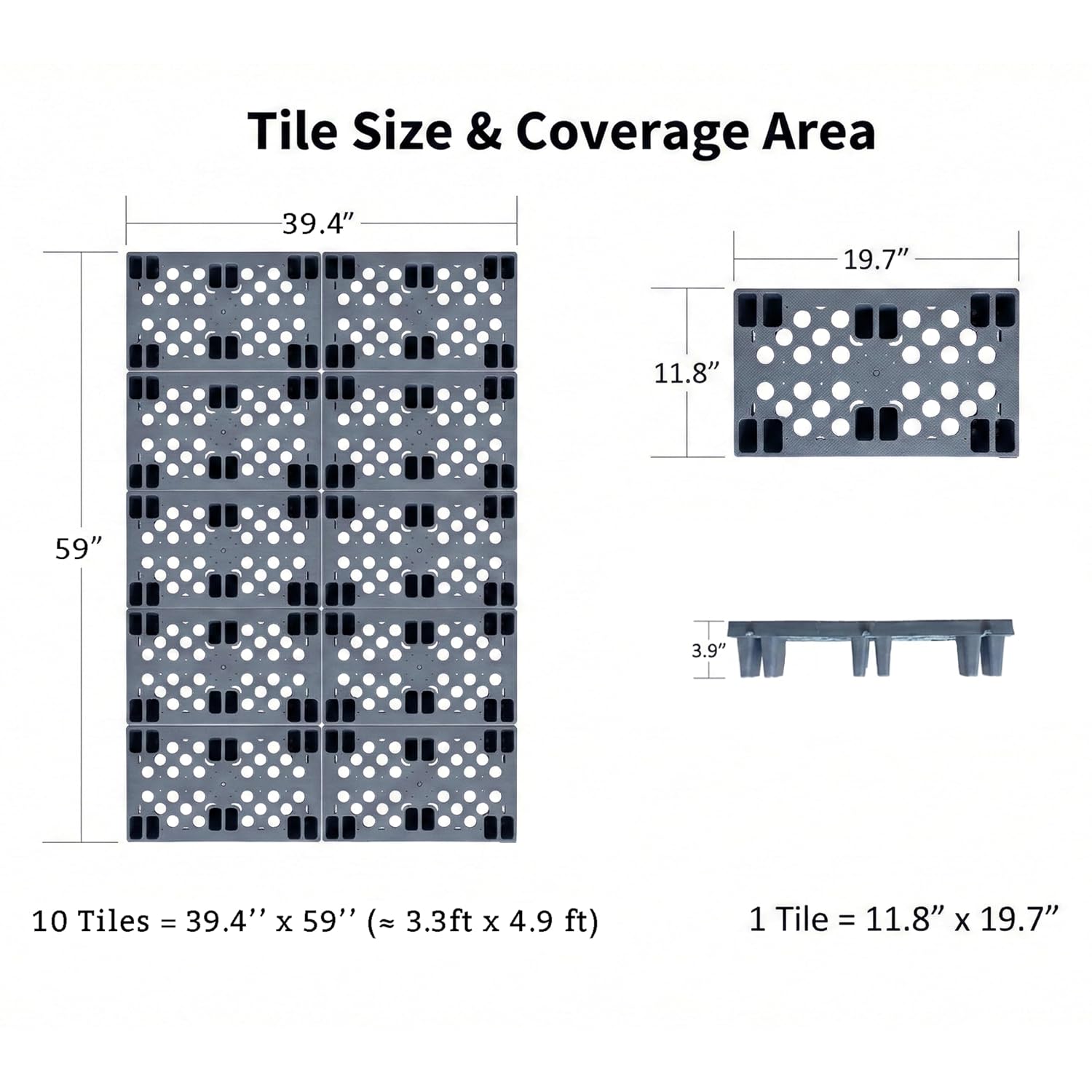 Grey Plastic Storage Pallets, 10 Pack, Interlocking Grid Design — view 2