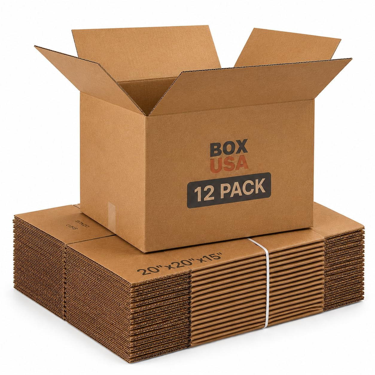 Large Corrugated Cardboard Boxes, 20x20x15 Inch, 12 Pack