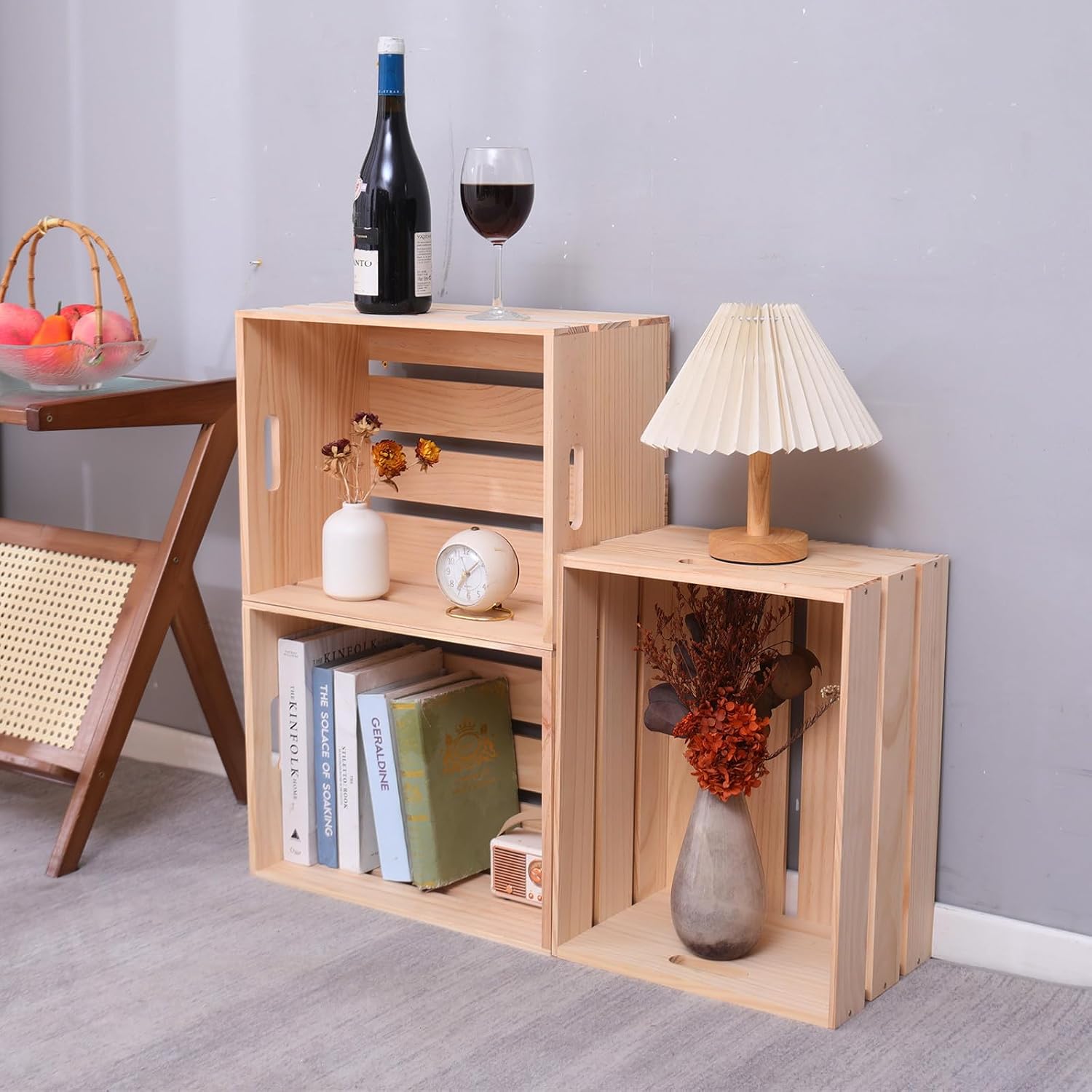 Natural Wood Storage Crate, Single Piece — view 2