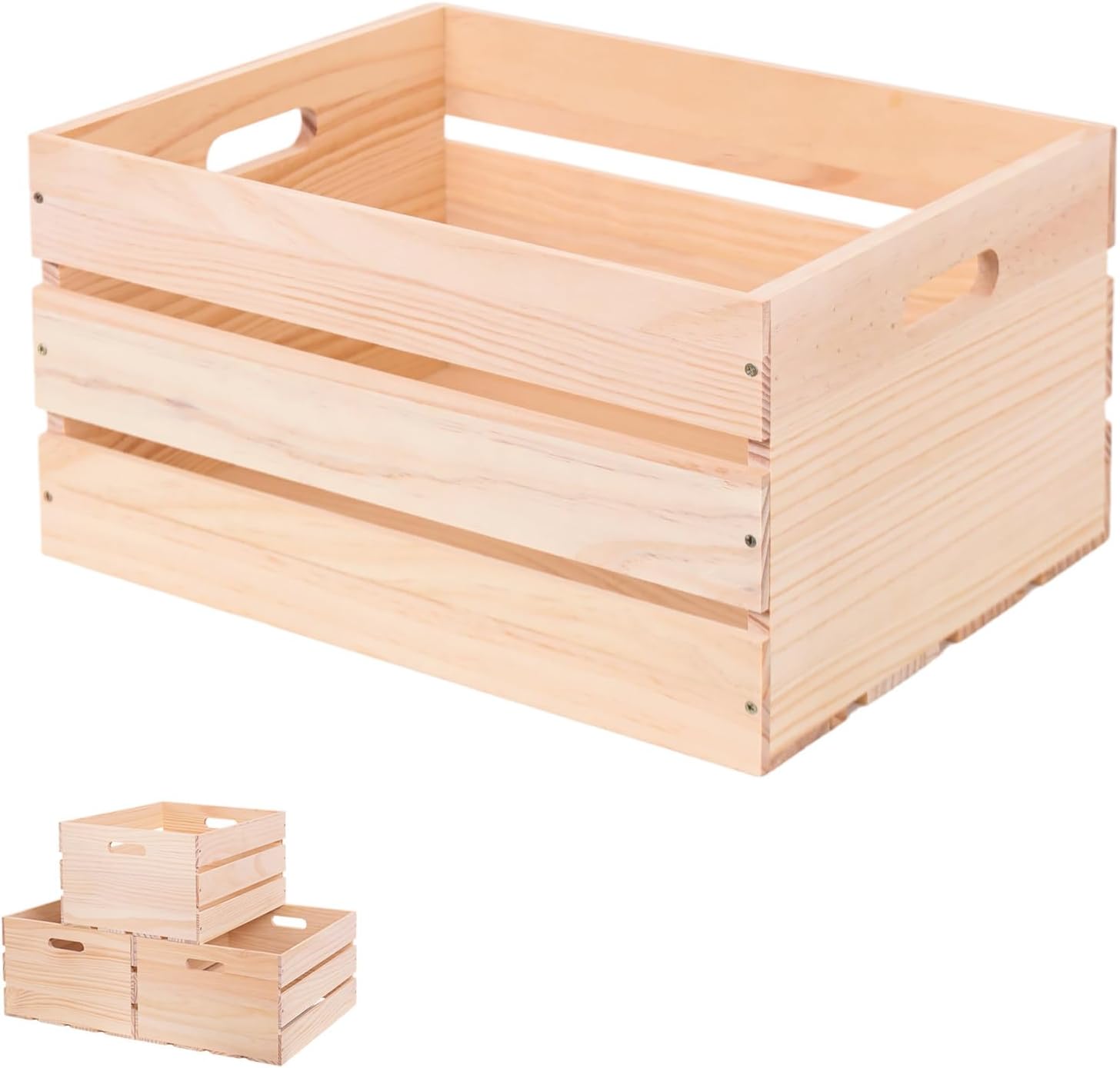 Natural Wood Storage Crate, Single Piece